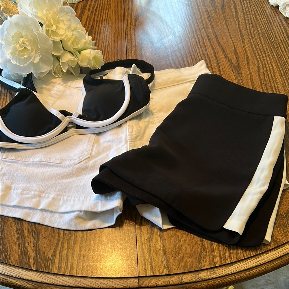 Summer Bundle Black and White Bikini & 2 Pairs Shorts Gap J Crew Factory Beach